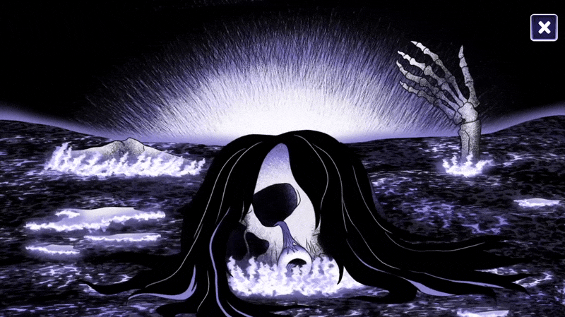 Animated close-up of a manga character's reaction from Anomalous Coffee Machine 2