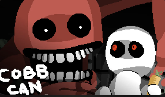 Cobb Can Move title art with a small white figure facing a giant red monster holding a carrot